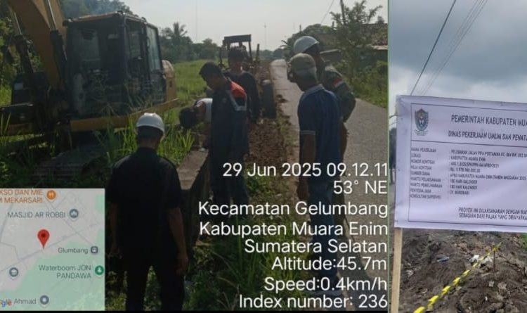 Dibangun Diatas Pipa Migas, Proyek Pelebaran Jalan di Kelurahan Gelumbang Berpotensi Mangkrak