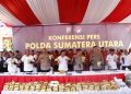 Polda Sumut, Polres Langkat dan Polres Binjai Gelar Konferensi Pers Ungkap 429 Kasus, Sita 206 Kg Sabu dan Puluhan Ribu Ekstasi