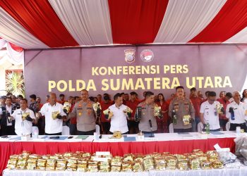 Polda Sumut, Polres Langkat dan Polres Binjai Gelar Konferensi Pers Ungkap 429 Kasus, Sita 206 Kg Sabu dan Puluhan Ribu Ekstasi