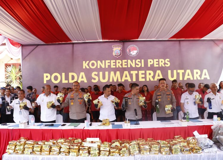 Polda Sumut, Polres Langkat dan Polres Binjai Gelar Konferensi Pers Ungkap 429 Kasus, Sita 206 Kg Sabu dan Puluhan Ribu Ekstasi