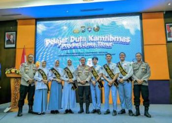 Pengukuhan Pelajar Duta Kamtibmas dari Kabupaten Tuban Ikuti Proses Pelantikan