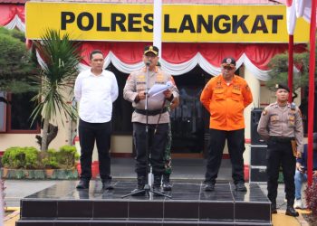 Kapolres Langkat Pimpin Apel Gelar Pasukan Kesiapan Tanggap Darurat Bencana Tahun 2025