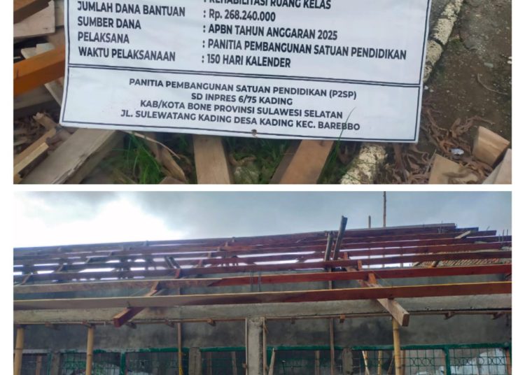Proyek Revitalisasi SD Inpres Kading Barebbo Diduga di Mark- up Polres Diminta Periksa Kepala Sekolah 