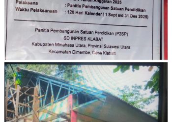 Revitalisasi 926.934.344 Juta SD Inpres Klabat Dikerjakan Asal Jadi Kepala Sekolah Diduga Mark-up Anggaran