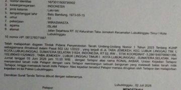 Calon Ketua RT Terpilih Dilaporkan Ke Polres Kota Lubuk Linggau Kasus Penyerobotan Lahan.