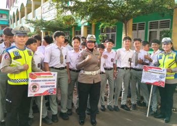 Police Go To School, Satlantas Polres Langkat Ajak Siswa Ciptakan Budaya Tertib Lalu Lintas