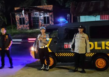 Antisipasi Geng Motor dan Kejahatan 3C, Polsek Gebang Patroli Blue Light