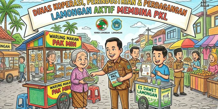 *Dinas perdagangan Lamongan aktif pembinaan pedagang kaki lima (PK5).*