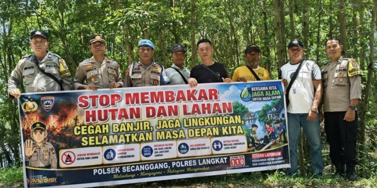 Cegah Karhutla Sejak Dini, Polsek Secanggang Ajak Warga Stop Bakar Sampah