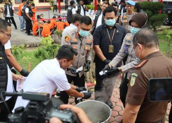 Polres Langkat Musnahkan Barang Bukti Narkotika Sabu, Pil Extasi dan Ganja