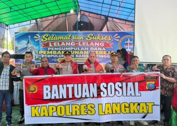 Polres Langkat Salurkan 100 Sak Material untuk Pembangunan Gereja GBKP Runggun Titi Besi