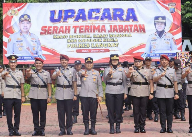 Kapolres Langkat pimpin sertijab Kasat Reskrim, Kasat Narkoba dan Kapolsek
