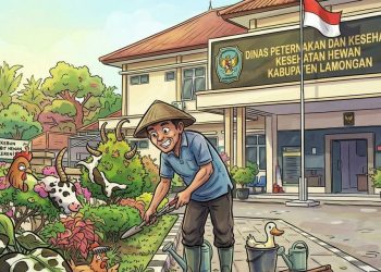 *Hanya Ada Seorang Tukang Kebun di Kantor Dinas Peternakan Lamongan.*