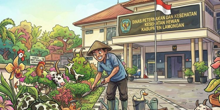 *Hanya Ada Seorang Tukang Kebun di Kantor Dinas Peternakan Lamongan.*